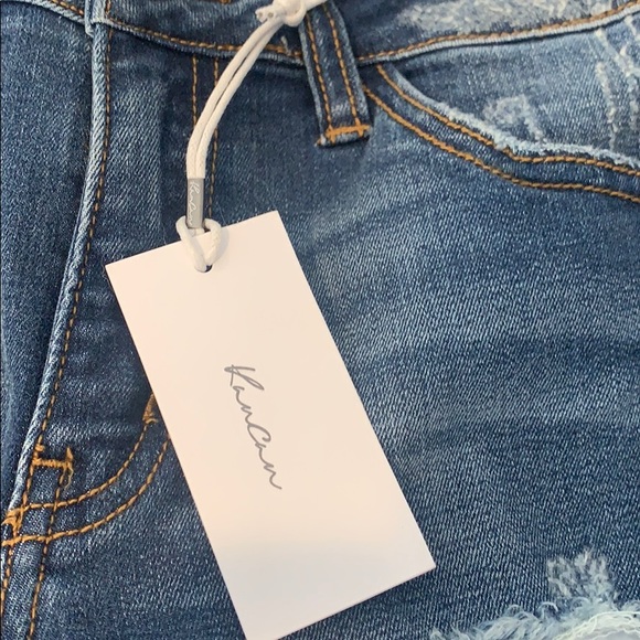 KanCan denim distressed leopard fabric jeans - Picture 6 of 10